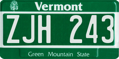 VT license plate ZJH243