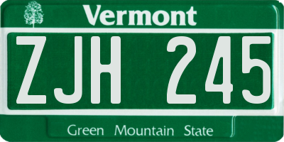 VT license plate ZJH245