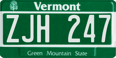 VT license plate ZJH247