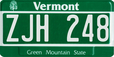 VT license plate ZJH248