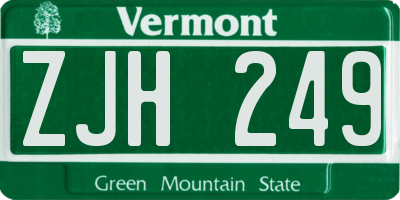 VT license plate ZJH249