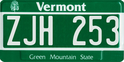 VT license plate ZJH253