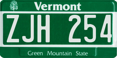 VT license plate ZJH254