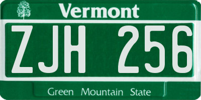 VT license plate ZJH256