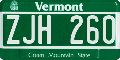 VT license plate ZJH260