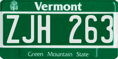 VT license plate ZJH263