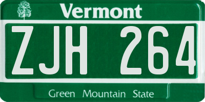 VT license plate ZJH264