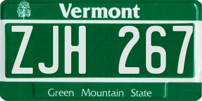 VT license plate ZJH267