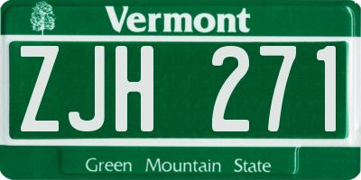 VT license plate ZJH271
