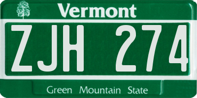 VT license plate ZJH274