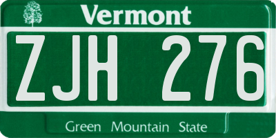 VT license plate ZJH276