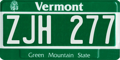 VT license plate ZJH277