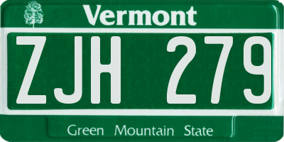 VT license plate ZJH279