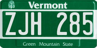 VT license plate ZJH285