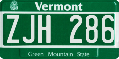 VT license plate ZJH286