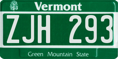 VT license plate ZJH293