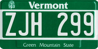 VT license plate ZJH299