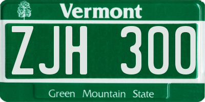 VT license plate ZJH300
