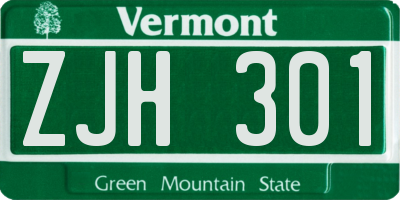 VT license plate ZJH301