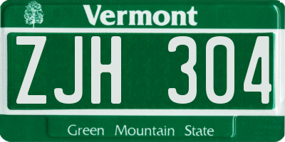 VT license plate ZJH304