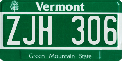 VT license plate ZJH306