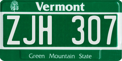 VT license plate ZJH307