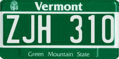 VT license plate ZJH310