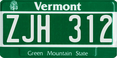 VT license plate ZJH312
