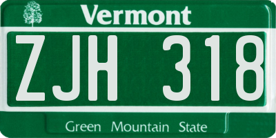 VT license plate ZJH318
