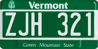 VT license plate ZJH321