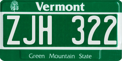 VT license plate ZJH322