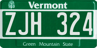 VT license plate ZJH324