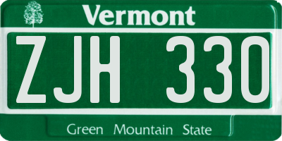 VT license plate ZJH330