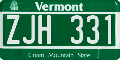 VT license plate ZJH331
