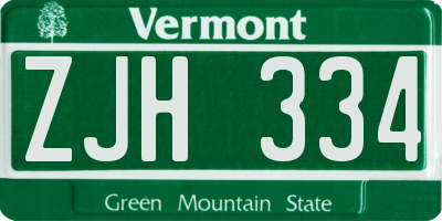 VT license plate ZJH334