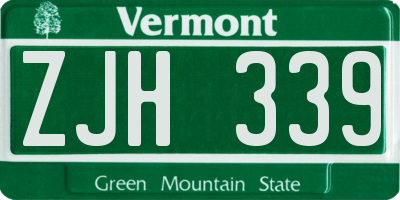 VT license plate ZJH339