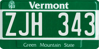 VT license plate ZJH343