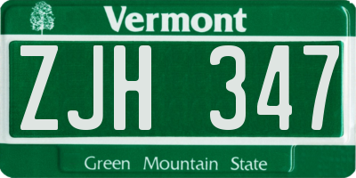 VT license plate ZJH347