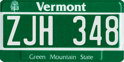VT license plate ZJH348