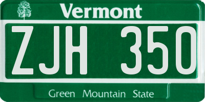 VT license plate ZJH350
