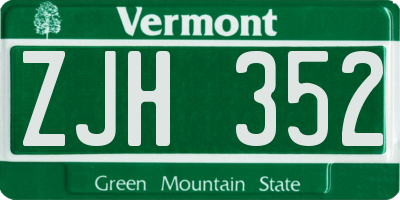 VT license plate ZJH352
