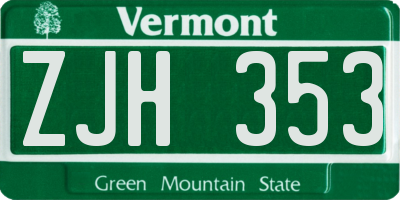 VT license plate ZJH353