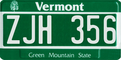 VT license plate ZJH356
