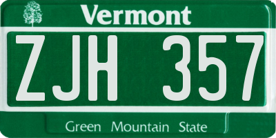 VT license plate ZJH357