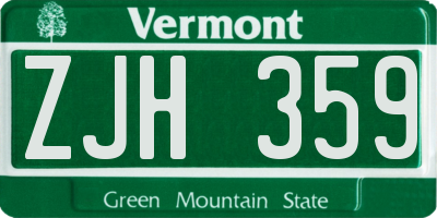 VT license plate ZJH359