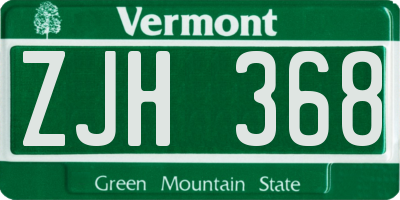 VT license plate ZJH368