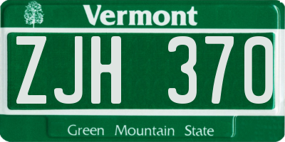 VT license plate ZJH370