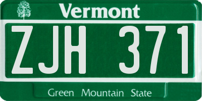 VT license plate ZJH371