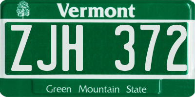 VT license plate ZJH372