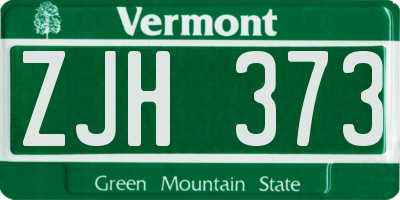 VT license plate ZJH373